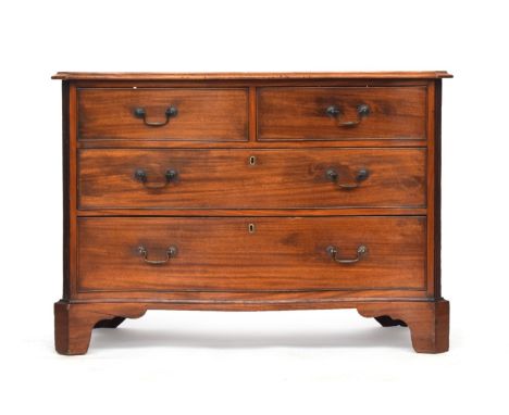 A George III mahogany serpentine chest of drawers, the moulded top over two short and two graduating drawers, on bracket feet