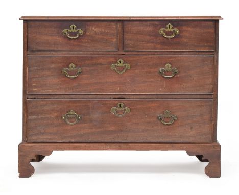 A George III mahogany chest of two short over two long drawers, on bracket feet, 105cm wide, 52.5cm deep, 83.5cm high