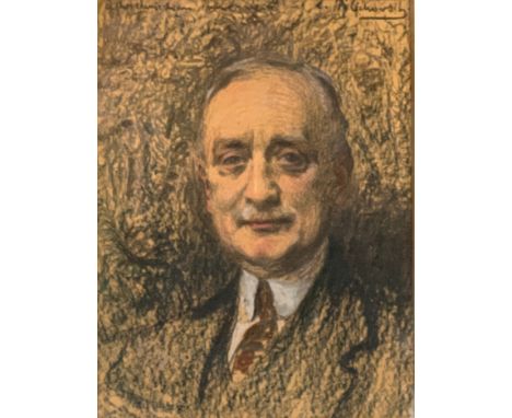 Leopold Pilichowski (Polish, 1869-1934), portrait of a gentleman, charcoal and coloured chalk, signed, 50x38cm 