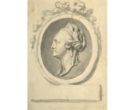 Attributed to Étienne Maurice Falconet (1716-1791), monochrome portrait of a lady, the paper inscribed 'Falconet' to verso, 2