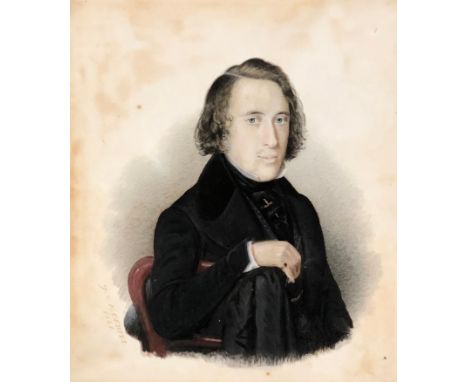 Ernst Oertel (1804-1869), portrait of a gentleman, oil on paper, signed and dated 1841 lower left, 24x20.5cm 
