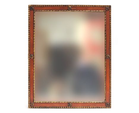 An early 20th century Rowley Gallery painted and parcel gilt mirror, with applied roundel decoration, bears label on reverse 