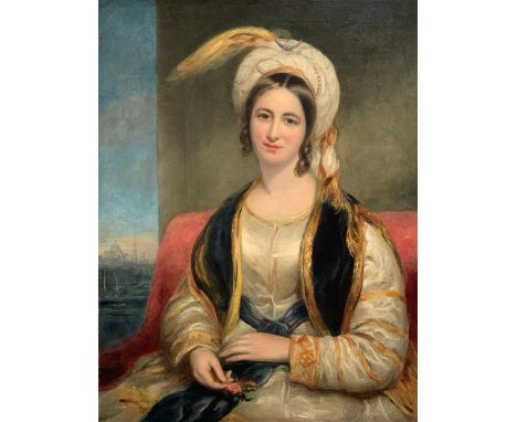 Attributed to Thomas Phillips RA (1770-1845), oil on canvas, portrait of Sarah Siddons (1755–1831), née Kemble, in Turkish dr