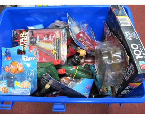 A Quantity of Modern Action Figures, Star Wars, Spider Man among other items, sometimes boxed.