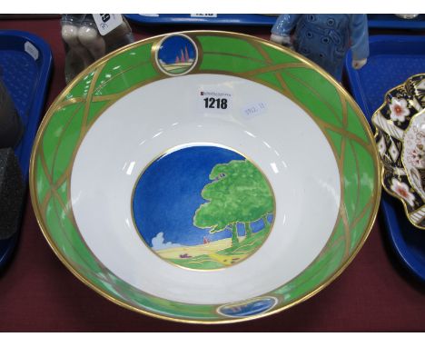 Royal Worcester 'Lazy Days' China Bowl From the Art Deco Collection 2001, 25cm diameter.