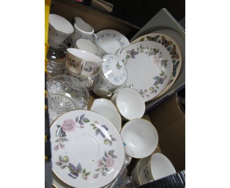 Worcester "June Garland" Tea Service, Aynsley tea service, glass sundae dishes etc: - One Box