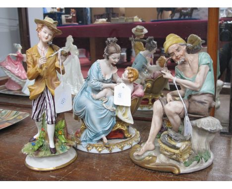 Capodimonte Mother and Child by Ticha Tosca, Pipe Smoker by Gianni Merlo, another C.V.S. (3)