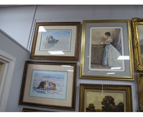 David Shepherd, 'Arctic Foxes' limited edition colour print of 1500, graphite signed, 22 x 35cm; Frank Ruddock, 'Pushing the 