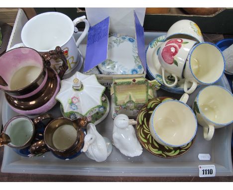 Poole Tea Ware, Coalport houses, Lladro and Nao geese, etc: One Tray