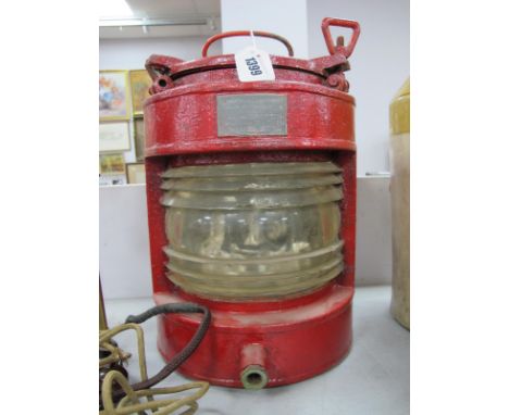 Ships Lamp Red Painted, possibly iron and tin, curved frontage, 27mm wide.