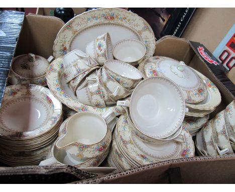 Myott Floral Dinner Ware, circa 1930's, approximately sixty seven pieces.