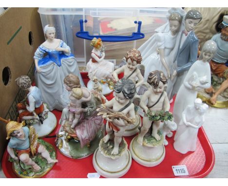 Nao Pottery Wedding Couple, impressed 1247, Franklin Mint 'Catering The Great', Meneghetti, Benacchio, Redaelli and other fig