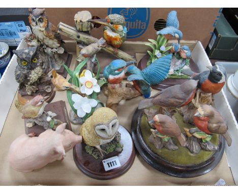 G. Armani, Leonardo, Royal Osborne and other bird figure in resin and ceramic:- One Tray