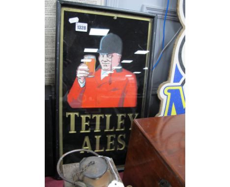 An Early to Mid XX Century Pub Advertising Sign for 'Tetley Ales', showing the famous hunting man holding a glass of Tetley's