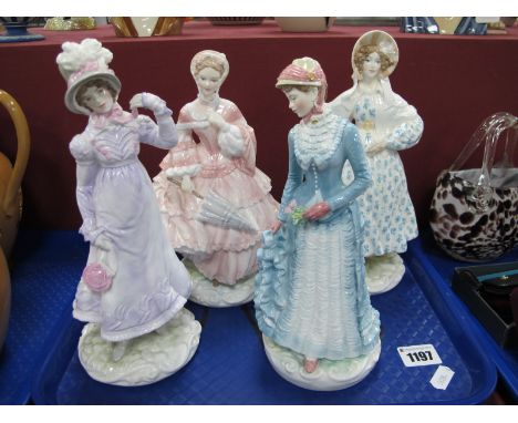 Royal Worcester V &amp; A 'Walking Out Dresses of The XIX Century' Figurines - 'The Bustle', 'The Regency', 'The Romantic' an