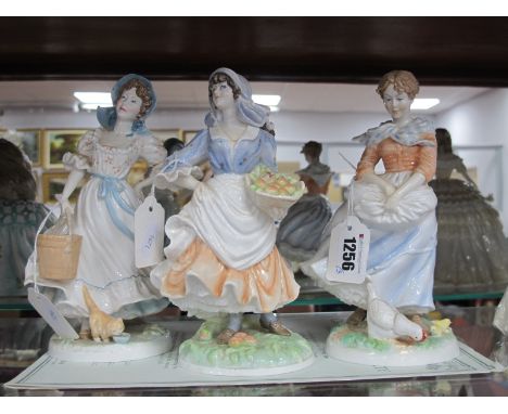 Royal Worcester Old Country Ways Figurines, limited editions of 9500 'Rosie Apples', 'A Farmers Wife' and 'The Milkmaid'. (3)