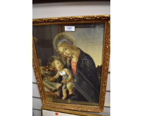 A print of religious interest of the Virgin Mary and baby Jesus