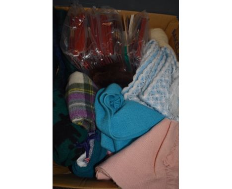 A mixed collection of ladies items including scarves, vintage handkerchiefs and stockings new in packets.