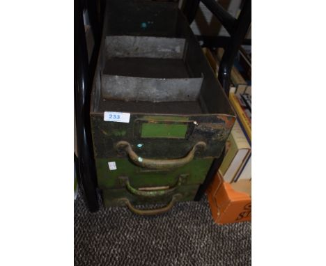 Three vintage machinists compartmental draws.