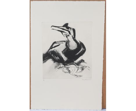 Kim Atkinson, Cormorant, signed limited edition print 4/6. (26cm x 29.5cm)This artwork is being sold on behalf of the Plymout
