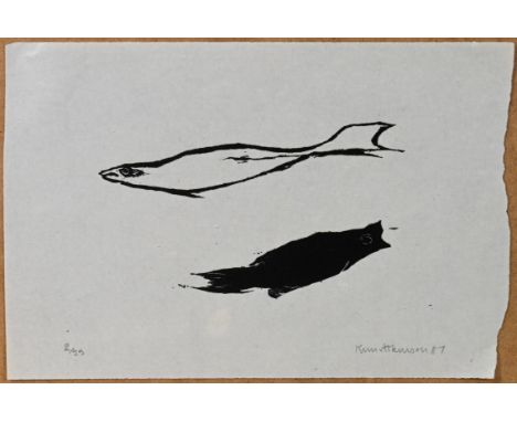 Kim Atkinson, two seals in black and white (1987), signed limited edition print 2/25. (20cm x 28cm)This artwork is being sold