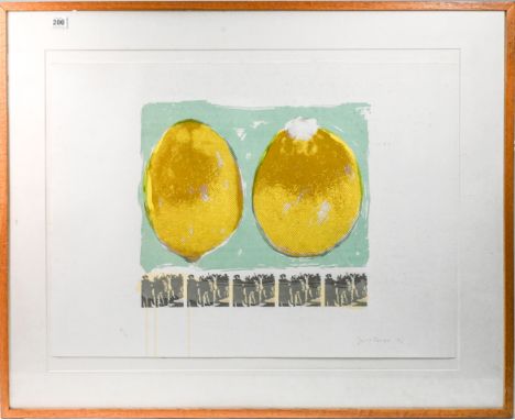 Unidentified signature, signed limited edition print 5/11, two lemons, Framed. (76cm x 56cm)This artwork is being sold on beh