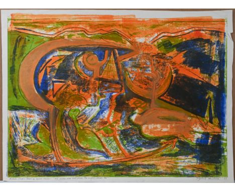 Raymond Ambrose (1926-1989), Dylan Thomas Poem: The Green Fuse that Drives the Flower Drives Me, signed artists proof print. 