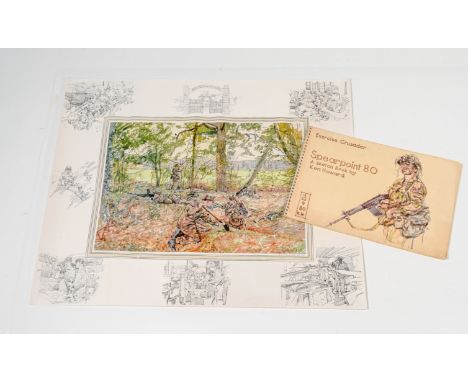 Ken Howard, signed limited edition military print, edition number 68/250, unframed, together with Ken Howard printed sketch b