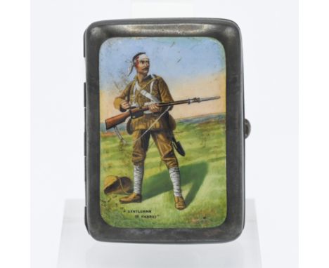 BOER WAR INTEREST: a Victorian silver and enamel cigarette case, hallmark SF &amp; S, probably Saunders &amp; Shepherd, Birmi