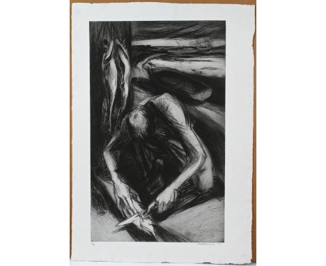 Kim Atkinson, Cutting Fish (1985), signed limited edition print 3/4. (29cm x 48cm)This artwork is being sold on behalf of the