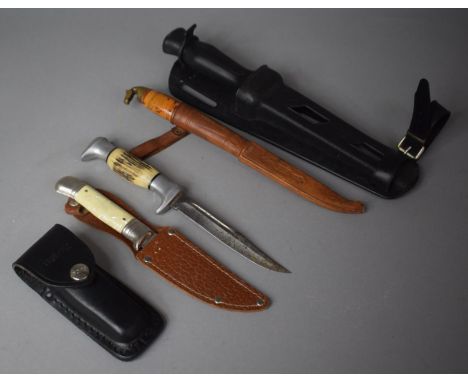 A Collection of Five Various Hunting, Diving and Penknives, Various Makes 