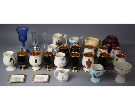 A Collection of Various Ceramic Goblets by Prinknash, Storage Jars etc 