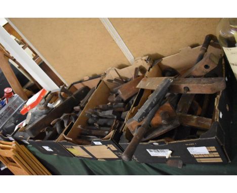 Three Boxes of Vintage Carpenters Tools to Include Moulding Planes, Block Planes, Jack Planes etc 