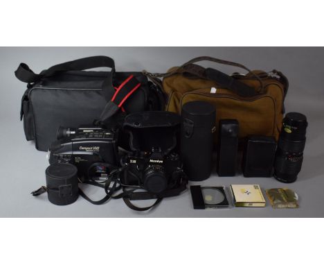 A Collection of Various Vintage Cameras, Camcorder, Tripod etc 