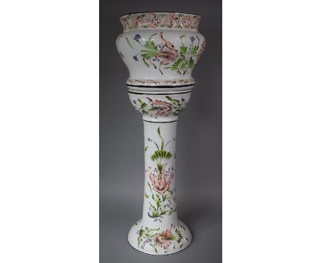 A Modern Continental Glazed Ceramic Jardiniere on Stand, 79cm high 