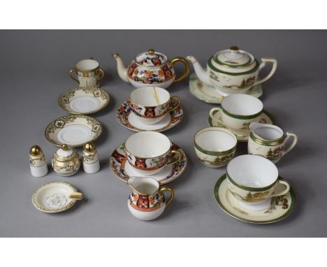 A Collection of Noritake Teawares to include Imari Pattern Example, Teapot, Cup and Saucers, Cream and Gilt Decorated Tyg, Mi