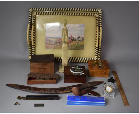 A Collection of Curios to Include Souvenir Boomerang, Vintage Pipe, Harmonica, Webley .177 Pellets Etc 