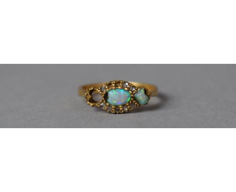 An 18ct Gold, Diamond Chip and Opal Ring, Loss to Stones, Possibly Reshanked, Potentially Georgian Top but Hallmarked 1904 Ch