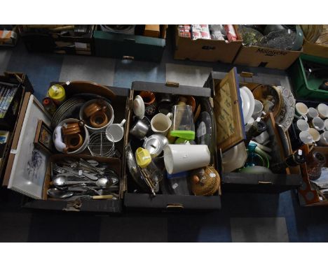 Three Boxes of Kitchenwares, Stainless Steel, Ceramic etc 