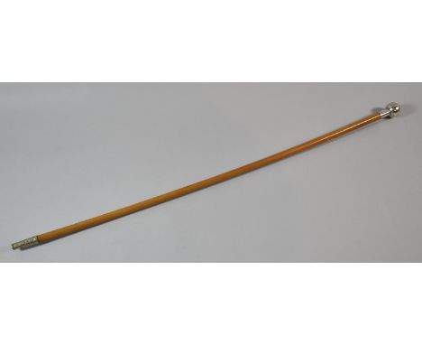 A Silver Mounted Military Mounted Swagger Stick for the 2nd Punjab Regiment and Inscribed Waller, 75cm Long