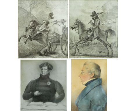 Four 19th century prints, comprising after George Brighty (British, 1788-1888): a portrait of George IV, 19.5 by 17, glazed a
