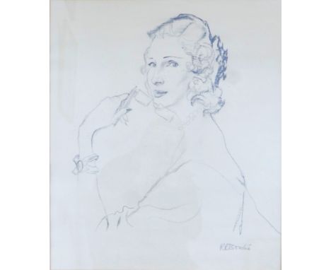 Rene Robert Bouche (1905-1963): pencil sketch of the famous actress Leonora Corbett with interesting family history verso , f
