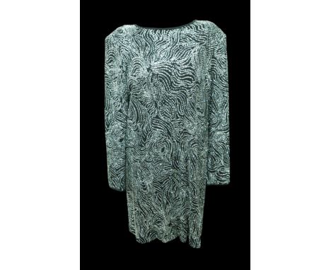 A group of late 20th century dresses and jackets, including a Caroline Charles sequin dress, a 1970s orange kaftan (without l