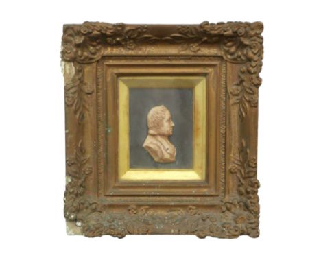 A 19th century wax portrait relief in profile of Sir William Drysdale (Scottish, 1776-1843), with handwritten notes and title