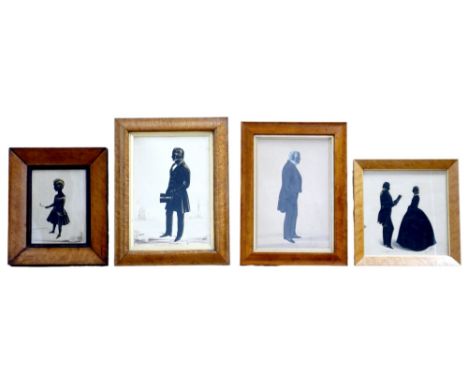 Henry Albert Frith (British, act.1837-1854) two silhouette portraits, comprising a full length portrait of a gentleman, handw