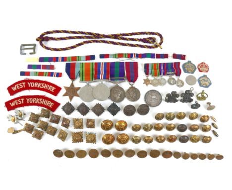 A WWII medal group awarded to Major R. B. Marshall, W. Yorks, includes General Service Medal, Palestine 1945-1948 bar, and El