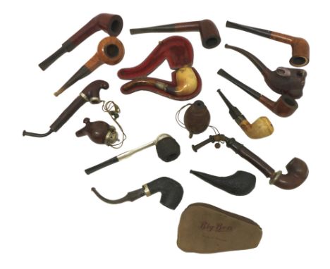 A quantity of miscellaneous pipes, including WWII military trench art example engraved West Front 1939’, Big Ben pipe in bag,