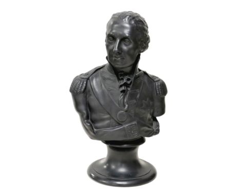 After Robert Shout Wedgwood basalt bust of Nelson, impressed 'Nelson Pubd. July 22nd R. Shout Sep 1798 Holborn', a/f, 17 by 1