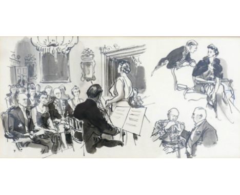 Francis Marshall (1901-1980): sketch entitled concert at the Austrian embassy, frame size 64cm by 43cm.Provenance: Privately 