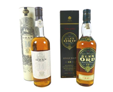 Two 70cl bottles of single malt scotch whisky, Oban 14 and Glendord 12 years both boxedLevels and seals good. 